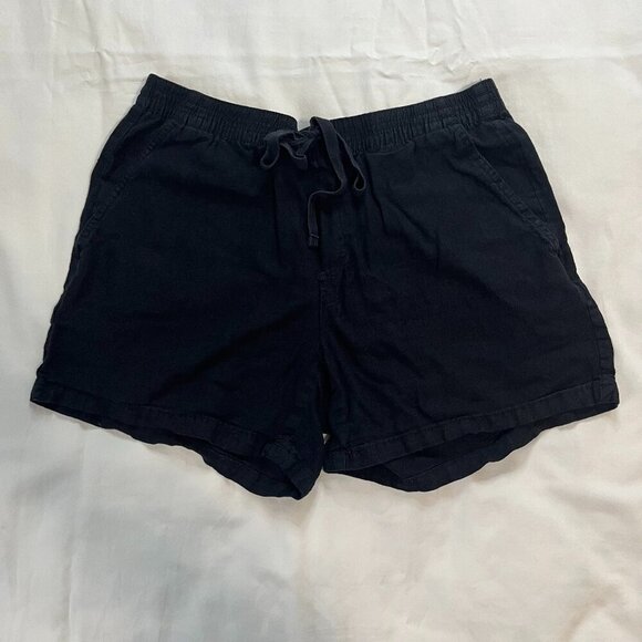 St Johns Bay Black Linen Blend Drawstring Waist Causal Shorts | Size M - Picture 1 of 5